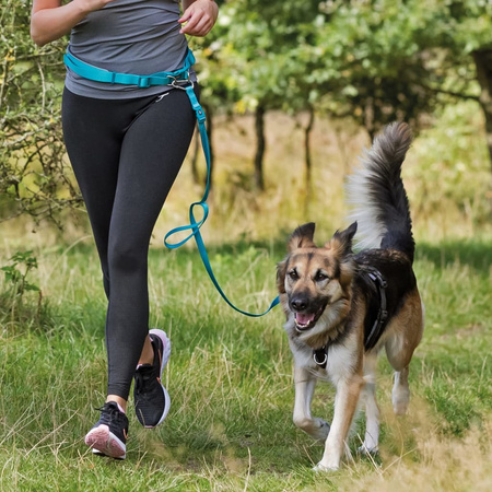 Pas biodrowy ze smyczą TRIXIE HANDS FREE 0.90-1.30 m/20 mm TURKUSOWY