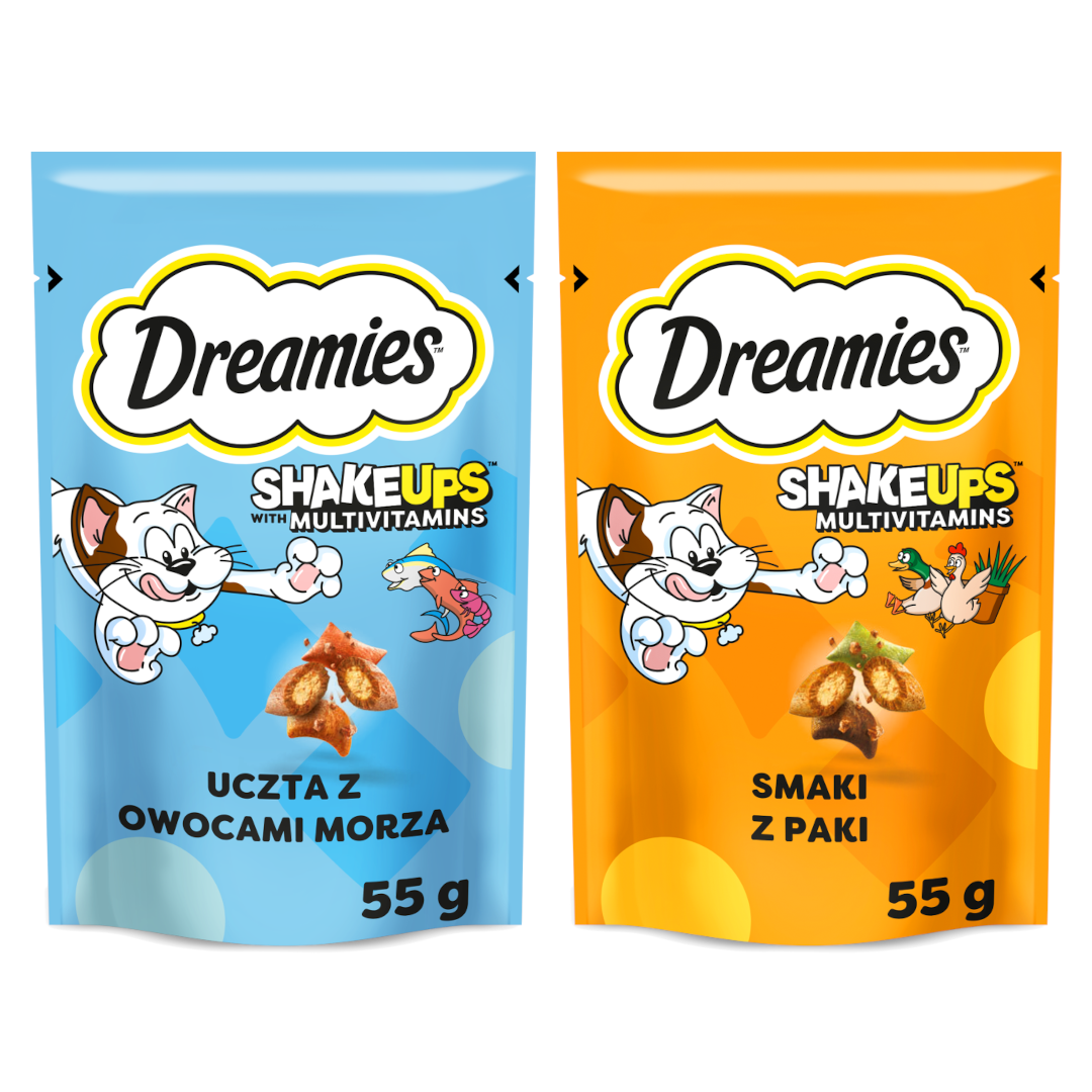 Dreamies Shake Ups Multivitamins Przysmak Dla Kota Mix Smaków Kurczak Owoce Morza