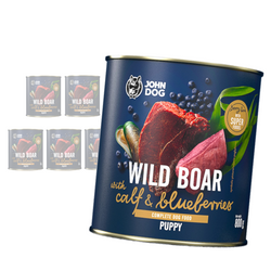 John Dog Junior DZIK z CIELECINĄ i JAGODAMI 6x800g Puszka - mokra karma dla szczeniąt