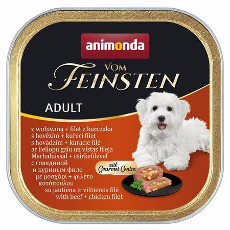 Animonda Vom Feinsten Adult 11x150g Mokra Karma Dla Psa Mix Smaków Indyk z Szynką Wołowina Kurczak Wątróbka