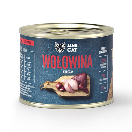 Jane Cat Adult Mix Smaków 24x200g Mokra Karma Dla Kotów Bez Zbóż Wołowina Cielęcina Kurczak Indyk Łosoś