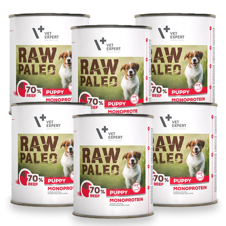ZESTAW Karma Mokra dla Szczeniąt VetExpert RAW PALEO Puppy Beef 6x800g - z Wołowiną