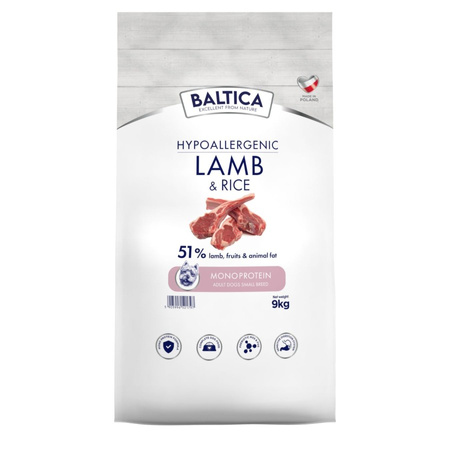 Baltica Adult Jagnięcina z Ryżem XS/S 9kg Hipoalergiczna Sucha Karma Dla Psów Miniaturowych i Małych Ras