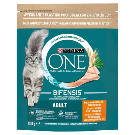 Purina One Bifensis Adult 3x800g Sucha Karma Dla Kota z Wołowiną Łososiem i Kurczakiem