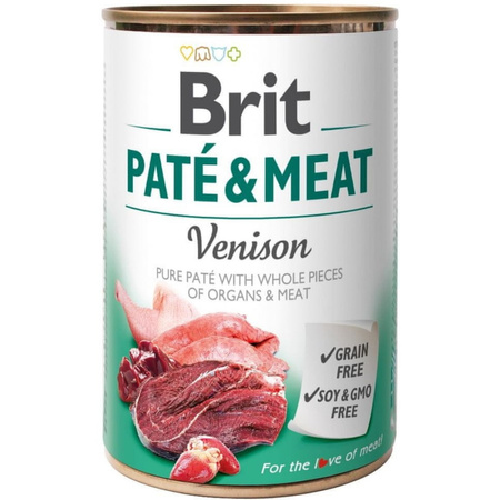 Brit Pate & Meat Dziczyzna 12x400g Lekkostrawna Mokra Karma dla Psów Wszystkich Ras