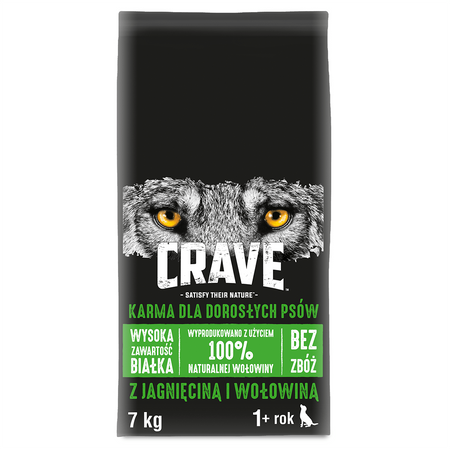 CRAVE Jagnięcina z Wołowiną 7kg sucha karma dla psów, BEZ ZBÓŻ, BEZ KURCZAKA