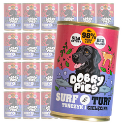 Dobry Pies Surf & Turf 24x400g Mokra Karma Dla Dorosłych Psów Z Tuńczykiem I Cielęciną