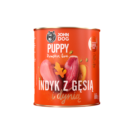 JOHN DOG Karma Mokra Dla Szczeniąt Pumpkin Line Indyk Gęś I Dzik Królik z Dynią 24x800g