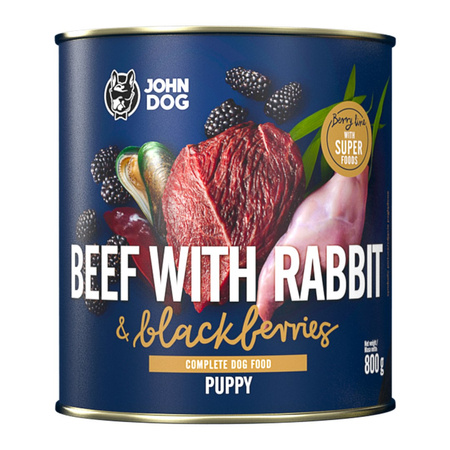 John Dog Berry Line Mix Smaków Dzik I Cielęcina Wołowina I Królik Jagnięcina I Śledź 24x800g Mokra Karma Dla Szczeniąt