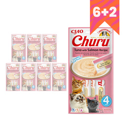 Inaba Cat Churu Tuna With Salmon 8x56g Kremowy Przysmak Dla Kota Pasta Z Tuńczyka I Łososia 6+2 GRATIS