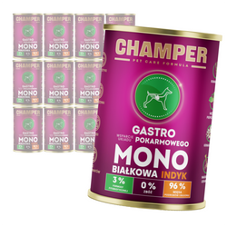 Champer Gastro 12x400g Monobiałkowa Mokra Karma Dla Psa Z Indykiem Wsparcie Układu Pokarmowego