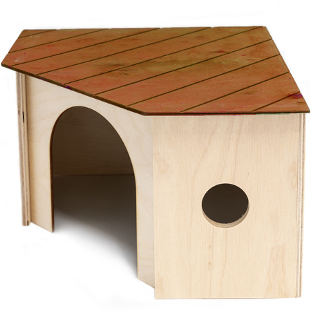 COMFY DOMEK NAROŻNY 4 Jasnobrązowy 21x21x13cm - Ekologiczny domek dla chomika, gryzoni