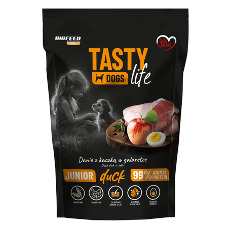 Biofeed Tasty Dogs Life Junior z Kaczką w Galaretce 6x500g Bezzbożowa Mokra Karma Dla Szczeniąt 5+1 GRATIS