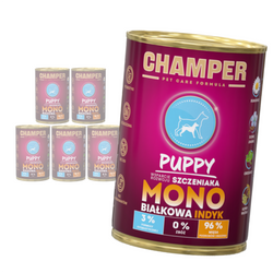 Champer Puppy Monobiałkowa 6x400g Mokra Karma Dla Szczeniąt Z Indykiem Wsparcie Rozwoju