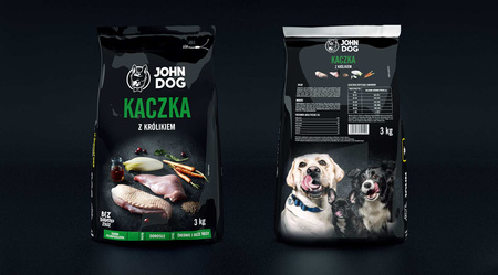 John Dog ADULT KACZKA KRÓLIK 3kg Średnie i Duże Rasy - sucha karma dla psów