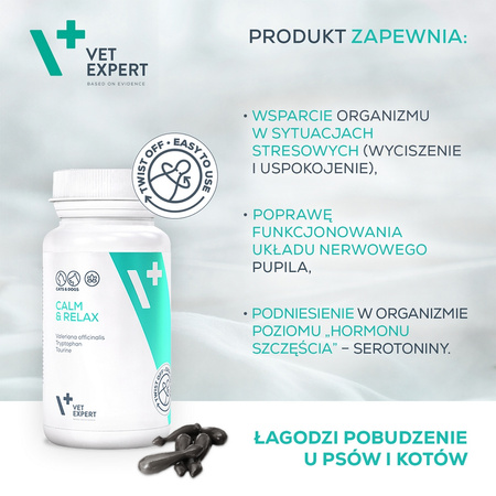 Vet Expert Calm & Relax Suplementy Dla Psa I Kota Objawy Stresu 30szt Kapsułek