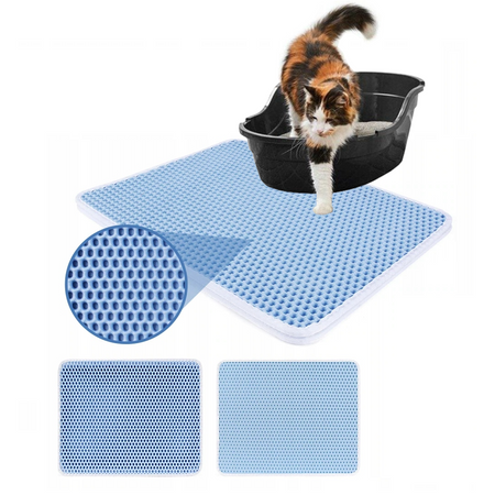 Wycieraczka Pod Kuwetę Zatrzymuje 90% Żwirku 75*55 NIEBIESKA