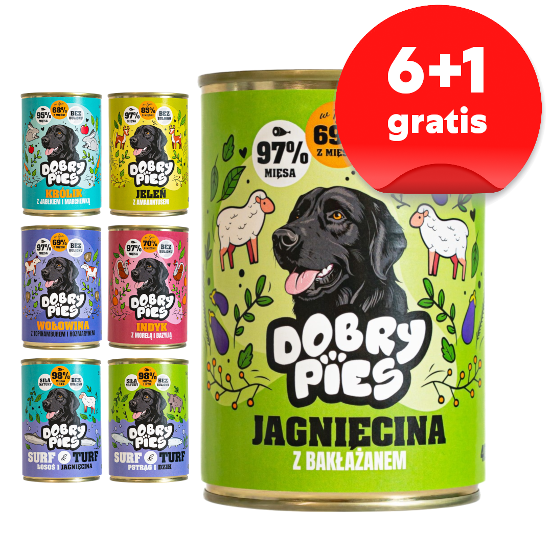 Dobry Pies Mokra Karma Dla Psów Wszystkich Ras Mix 7 Smaków 6+1 GRATIS 
