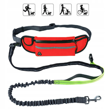 Saszetka Nerka Pas + Smycz Do Biegania Z Psem Kolor Czerwony