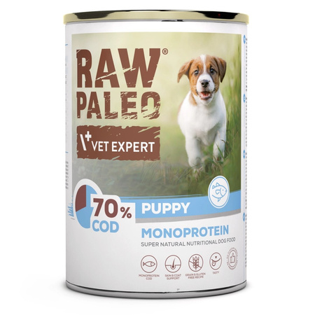 Raw Paleo Puppy Monoprotein Mix Smaków 6x400g Bezzbożowa Mokra Karma Dla Szczeniąt Dorsz Kaczka Wieprzowina