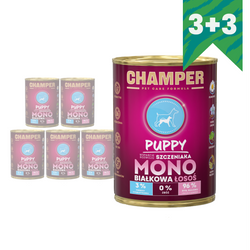 Champer Puppy Monobiałkowa 6x400g Mokra Karma Dla Szczeniąt Z Łososiem Wsparcie Rozwoju 3+3 GRATIS