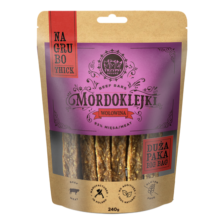 Happy Snacky Przysmak Dla Psa Mordoklejki Z Wołowiny Na Grubo 240g