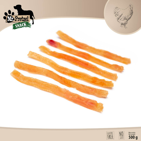 Mr. Pretzel Przysmak Dla Psa Miękkie Paski Z Kurczaka 500g