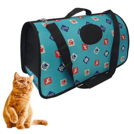 Transporter Torba Podróżna Dla Psa Kota Królika Składana Jasnoniebieska