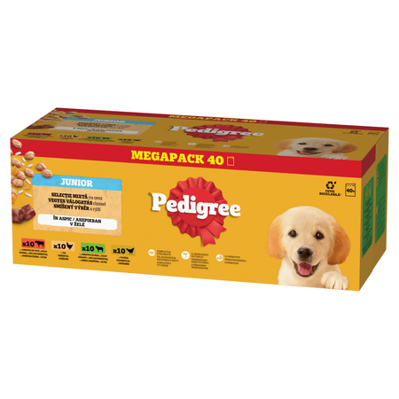 Pedigree Junior Wybór Smaków 40x100g Mokra Karma Dla Szczeniąt  Wołowina Kurczak Jagnięcina Ryż W Galaretce