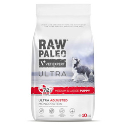 Raw Paleo Ultra Beef Medium&Large Puppy 10kg Sucha Karma z Wołowiną Dla Szczeniąt