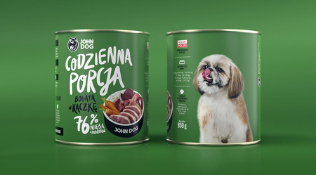 John Dog Codzienna Porcja KACZKA 850g - mokra karma dla psa, 78,5% mięsa