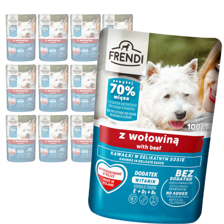 Frendi 12x100g Mokra Karma Dla Dorosłego Psa Kawałki W Sosie Z Wołowiną