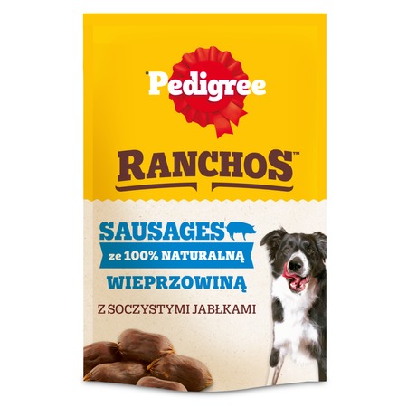 Pedigree Ranchos Sausages 5+2 GRATIS Naturalny Przysmak Dla Psa z Wieprzowiną i Soczystymi Jabłkami 7x60g