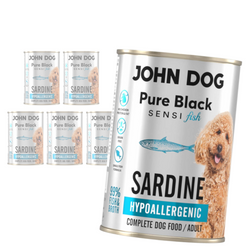 John Dog Pure Black Adult Sensi Fish 6x400g Hipoalergiczna Mokra Karma Z Sardynką Dla Psów Z Wrażliwym Układem Pokarmowym