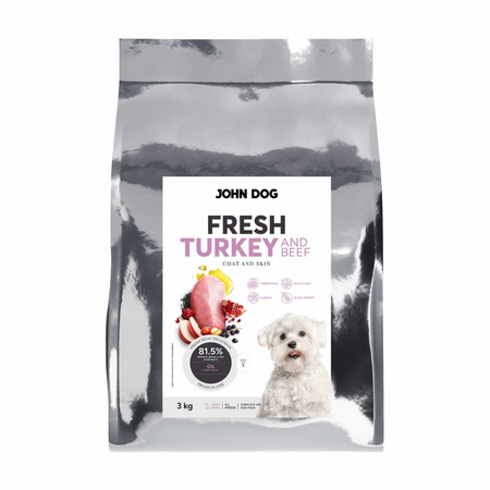 John Dog Fresh 3kg Sucha Karma Dla Psa Z Indykiem I Wołowiną Zdrowa Skóra I Sierść