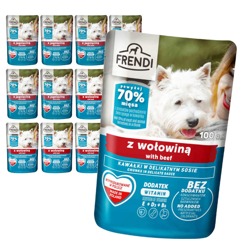 Frendi Mokra Karma Dla Dorosłego Psa Kawałki W Sosie Wołowina I Jagnięcina