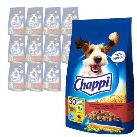 Chappi Sucha Karma Dla Psa Z Wołowiną, Drobiem I Warzywami 12x500g