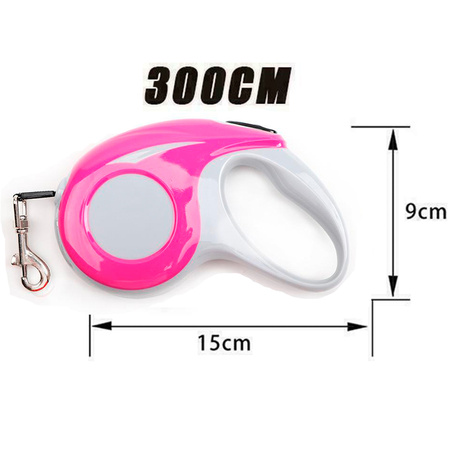 Smycz Automatyczna Różowa Długość dla małych i średnich Psów Psa Kota - 3m Max. obciążenie - 15kg