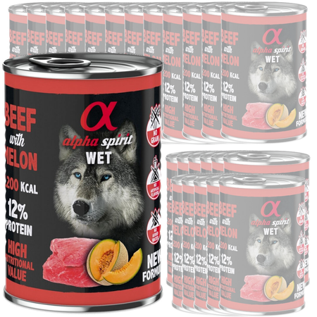 Alpha Spirit Wołowina Z Melonem 24x400g Bezzbożowa Mokra Karma Dla Psów