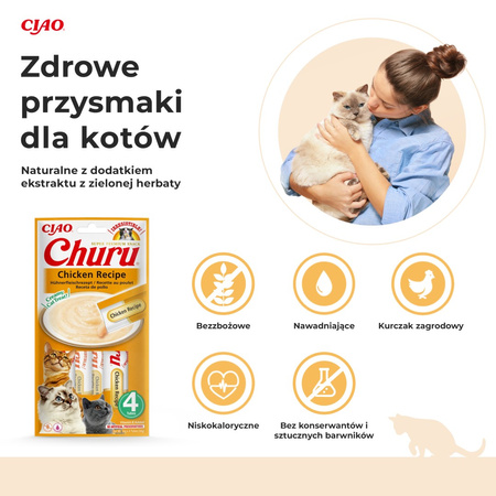 Inaba Cat Churu Chicken Recipe 4x14g (56g) Kremowy Przysmak Dla Kota Pasta Z Kurczakiem