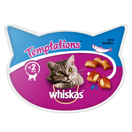 WHISKAS Temptations 60g - Pyszny Przysmak dla Kota z Łososiem