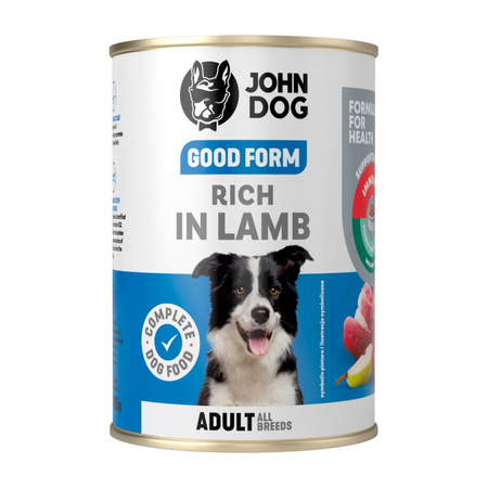 JOHN DOG Good Form Bogata w Jagnięcinę 400g Mokra Karma Dla Psów Dorosłych