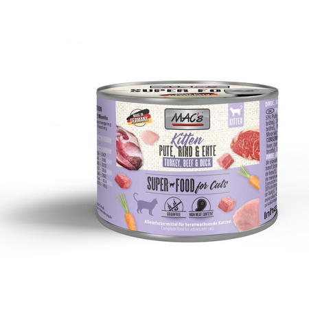 MAC's Kitten Mokra Karma Dla Kociąt Indyk Wołowina Kaczka 12x200g