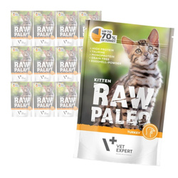 Vet Expert Raw Paleo Kitten Turkey 12x100g Saszetka Karma Mokra z Indykiem Dla Kociąt