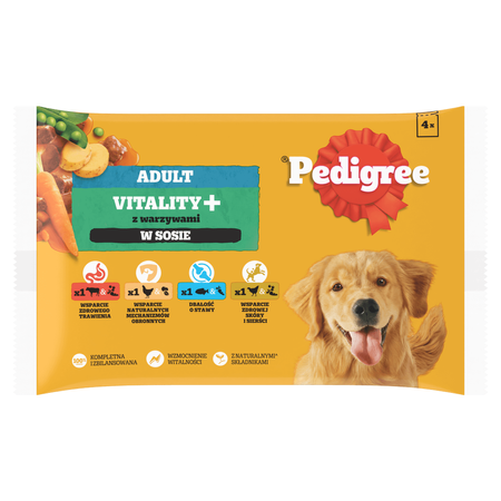 Pedigree Adult Vitality 32x85g Mokra Karma Dla Dorosłych Psów Mix Smaków W Sosie