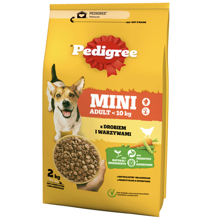 PEDIGREE Adult Mini 2x2kg Z Drobiem I Warzywami Sucha Karma Pełnoporcjowa Dla Dorosłych Psów Małych Ras