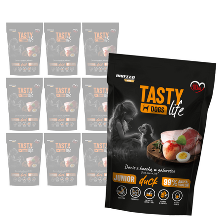 Biofeed Tasty Dogs Life Junior z Kaczką w Galaretce 10x500g Bezzbożowa Mokra Karma Dla Szczeniąt