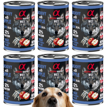 Alpha Spirit Karma Mokra Bezzbożowa Dla Psa Anchois (Sardela) Z Czerwonym Jabłkiem 6x400g