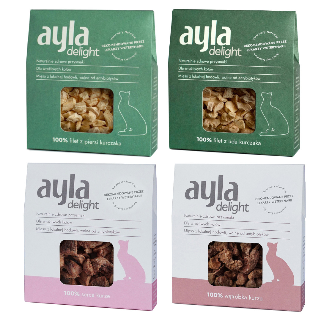 Ayla Delight Mix Przysmaków z Kurczaka 28g Liofilizowany Przysmak Dla Kota 100% Mięsa