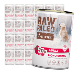 Vet Expert Raw Paleo Adult Monoprotein 24x400g Mokra Karma Dla Psa z Wołowiną